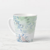 Botanische Vogel Bloemige Natuur Latte Mok (Linkerhoek)