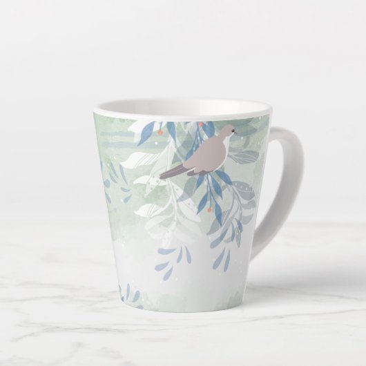 Botanische Vogel Bloemige Natuur Latte Mok (Rechterhoek)