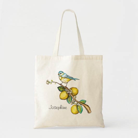 Botanische vogel op de Canvas tas van de Lemon-boo (Voorkant)