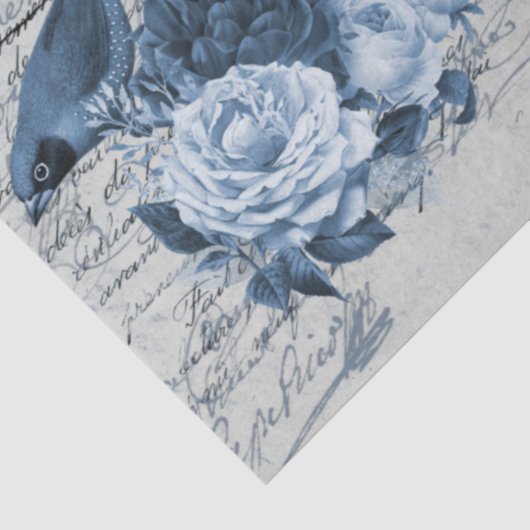 botanische vogelblauwe bloemen ontkoppeling van d tissuepapier (Detail)