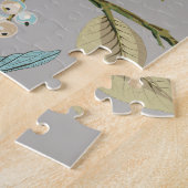 Botanische vogelbloemen: getekend behang legpuzzel (Zijkant)