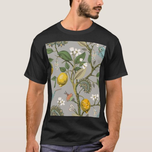 Botanische vogelbloemen: getekend  behang t-shirt (Voorkant)