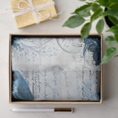 botanische vogels Blauwe Bloemen Ontkoppeling Tissuepapier (Geschenk)