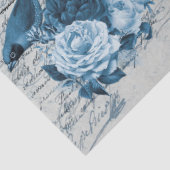 botanische vogels Blauwe Bloemen Ontkoppeling Tissuepapier (Detail)