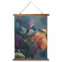 Botanische Vogels Tapijt in Paars & Oranje Decor