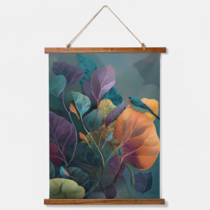 Botanische Vogels Tapijt in Paars & Oranje Decor Hangend Wandkleed