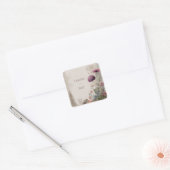 Botanische volkskunst Wildflower bruiloft Vierkante Sticker (Envelop)