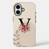 Botanische Vorm Boho Retro Met Naam 1e Hoofdletter Case-Mate iPhone Case (Achterkant)