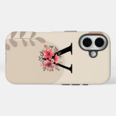 Botanische Vorm Boho Retro Met Naam 1e Hoofdletter Case-Mate iPhone Case (Achterkant (horizontaal))