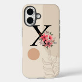 Botanische Vorm Boho Retro Met Naam 1e Hoofdletter Case-Mate iPhone Case (Achterkant)
