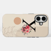 Botanische Vorm Boho Retro Met Naam 1e Hoofdletter Case-Mate iPhone Case (Achterkant (horizontaal))
