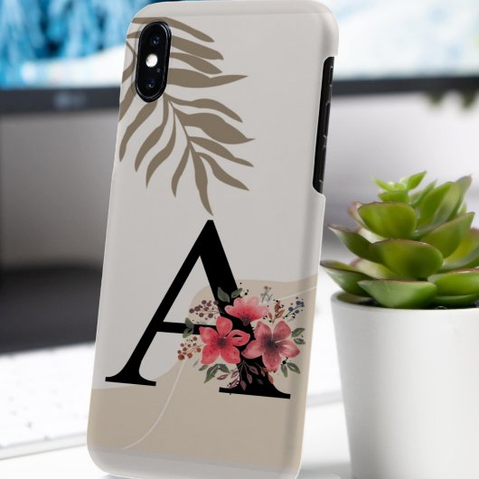 Botanische vorm Boho Retro met naam 1e hoofdstad A Case-Mate iPhone Case
