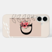 Botanische vorm Boho Retro met naam 1e hoofdstad D Case-Mate iPhone Case (Achterkant (horizontaal))