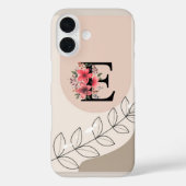 Botanische vorm Boho Retro met naam 1e hoofdstad E Case-Mate iPhone Case (Achterkant)