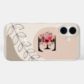 Botanische vorm Boho Retro met naam 1e hoofdstad E Case-Mate iPhone Case (Achterkant (horizontaal))