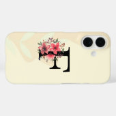Botanische vorm Boho Retro met naam 1e hoofdstad F Case-Mate iPhone Case (Achterkant (horizontaal))