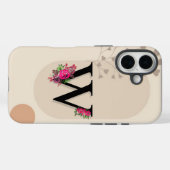 Botanische vorm Boho Retro met naam 1e hoofdstad W Case-Mate iPhone Case (Achterkant (horizontaal))