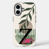 Botanische vorm Boho Retro met naam 1e hoofdstad Z Case-Mate iPhone Case (Achterkant)