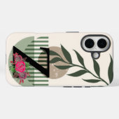 Botanische vorm Boho Retro met naam 1e hoofdstad Z Case-Mate iPhone Case (Achterkant (horizontaal))