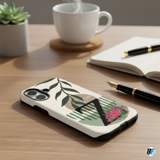 Botanische vorm Boho Retro met naam 1e hoofdstad Z Case-Mate iPhone Case