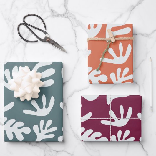 Botanische vormen Boho Matisse Cutout Patroon Inpakpapier Vel (Voorkant)