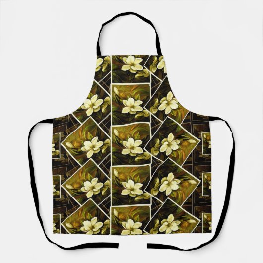 , botanische vormgeving van de Magnolia Schort (Voorkant)