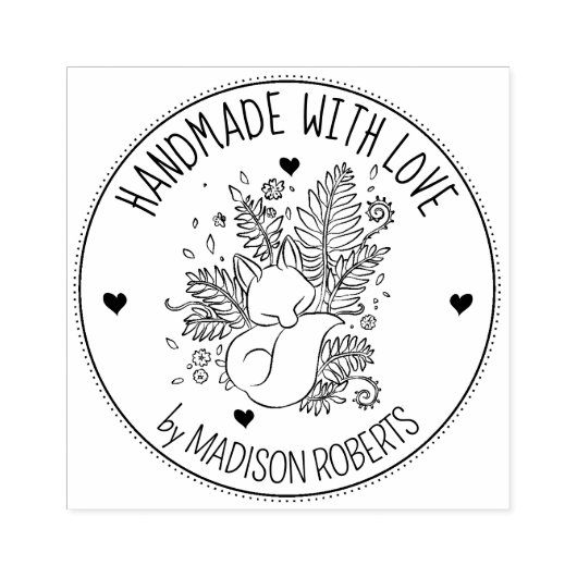 Botanische vos, aangepast met liefde, rubberstempel (Afrduk)