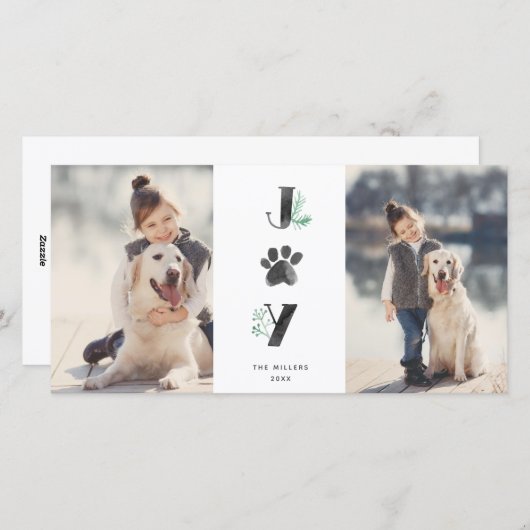 Botanische Vreugde Pootafdruk | Huisdier Kerst 2 F Feestdagenkaart (Voorkant / Achterkant)