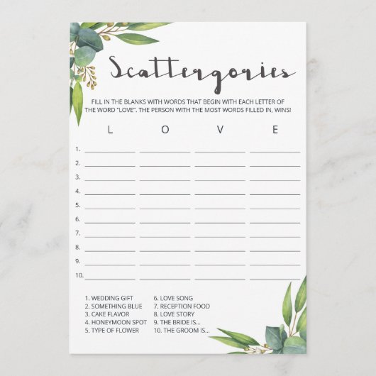 Botanische Vrijgezellenfeesten Spattergories (Voorkant)