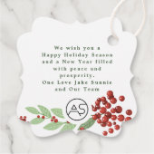 Botanische Vrolijke Kerstboodschap Logo Business Bedankjes Labels (Achterkant)