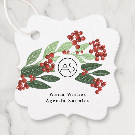 Botanische Vrolijke Kerstboodschap Logo Business Bedankjes Labels (Voorkant)