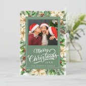  botanische vrolijke kerstfotokaart feestdagenkaart (Staand voorkant)
