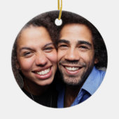 Botanische Vrolijke Kerstmis Foto Logo Business Keramisch Ornament (Voorkant)