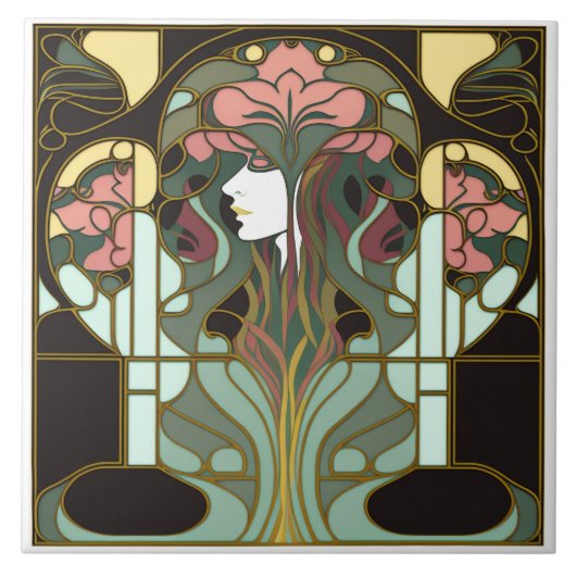 Botanische vrouw tegeltje (Voorkant)