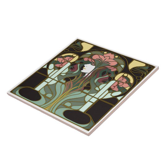 Botanische vrouw tegeltje (Zijkant)