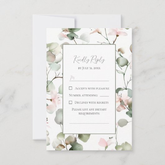 Botanische Waltercolor Wedding Response Kaart (Voorkant)