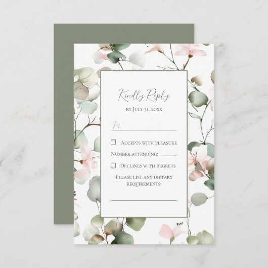 Botanische Waltercolor Wedding Response Kaart (Voorkant / Achterkant)