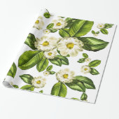 Botanische wappapier van Magnolia Flowers Cadeaupapier (Uitgerold)