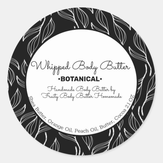 Botanische wasbak Boter Bath Brandend Packaging Ronde Sticker (Voorkant)