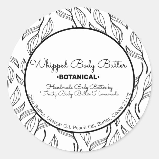 Botanische wasbak Boter Bath Brandend Packaging Ronde Sticker (Voorkant)
