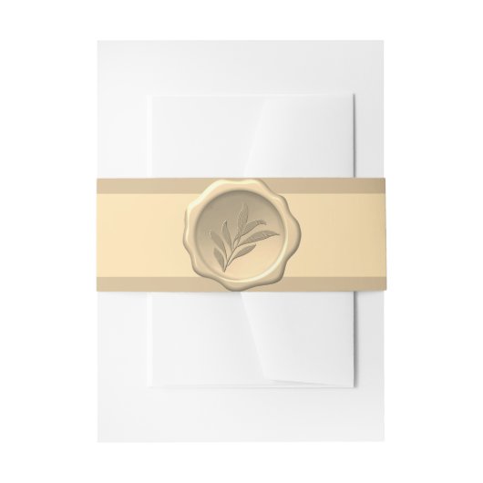 Botanische wasverzegeling in reliëf bladeren goude uitnodigingen wikkel (Voorkant Voorbeeld)