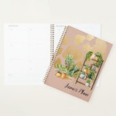 Botanische Watercolor Planten Script Naam Blush Planner (Display)