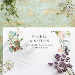 Botanische Watercolor Rozen Krans Adres Etiket