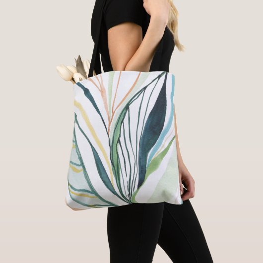 Botanische Waterverf Abstracte Art Canvas tas (Dichtbij)