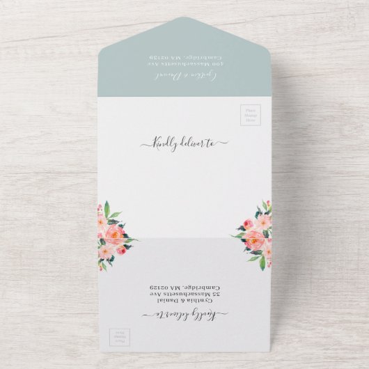 Botanische Waterverf All In One Uitnodiging (Buitenkant)