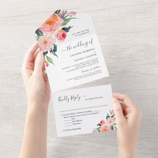 Botanische Waterverf All In One Uitnodiging (Afscheurbaar)