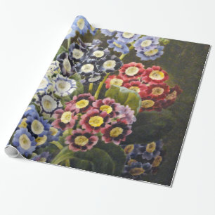  botanische Waterverf Art Auriculas Cadeaupapier