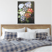 botanische Waterverf Art Auriculas Canvas Afdruk (Insitu (Slaapkamer))
