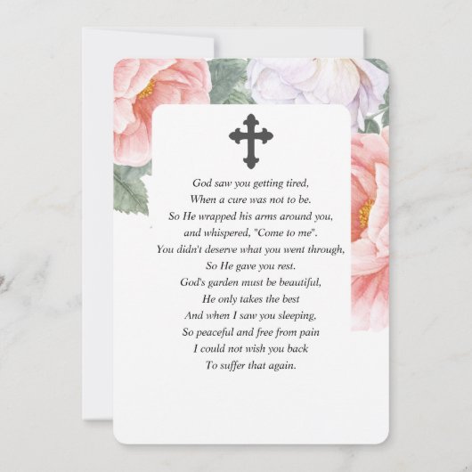 Botanische Waterverf Begrafenissympathie Gebed Kaa Bedankkaart (Achterkant)