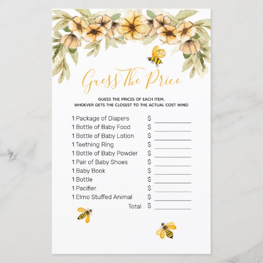 Botanische Waterverf bijen raden prijsspel (Voorkant)